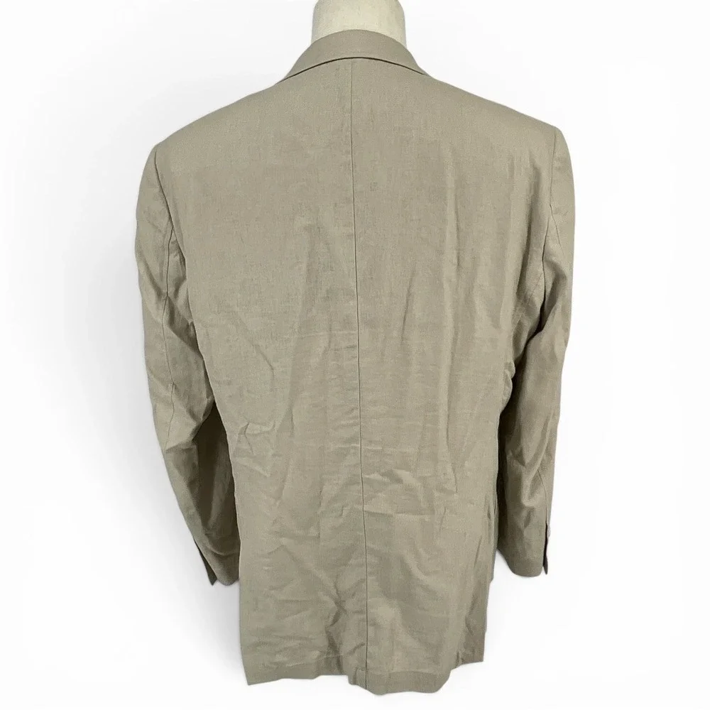 Alan Flusser Mens Tan Linen Blend‎ 2 Button Sport Coat Blazer Paisley Lining M